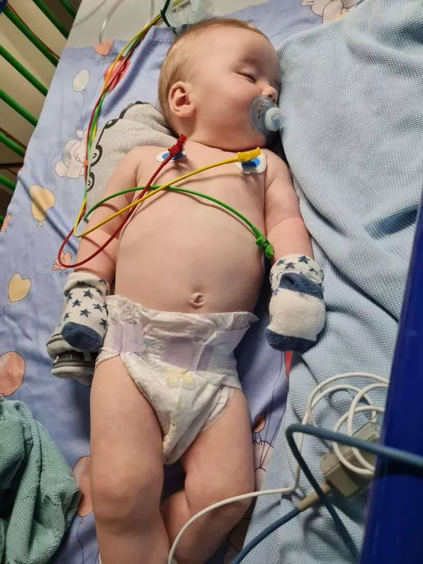 Baby Jed in hospital